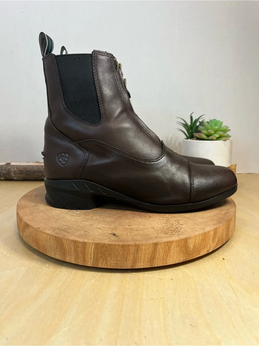 Ariat Brown Heritage Paddock Front Zip Boots Size 8B Leather Equestrian